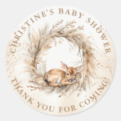 ベビー鹿の冬モダンの赤ちゃんシャワーありがとう ラウンドシール (正面)