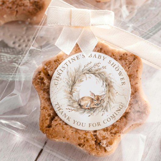 ベビー鹿の冬モダンの赤ちゃんシャワーありがとう ラウンドシール