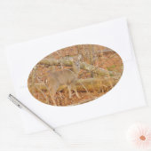 ベビー鹿の初冬 楕円形シール (封筒)