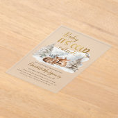 ベビー鹿の森のベビーシャワー外は寒い アクリル招待状 (レイダウン)