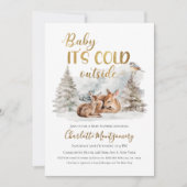 ベビー鹿の森のベビーシャワー外は寒い 招待状 (正面)