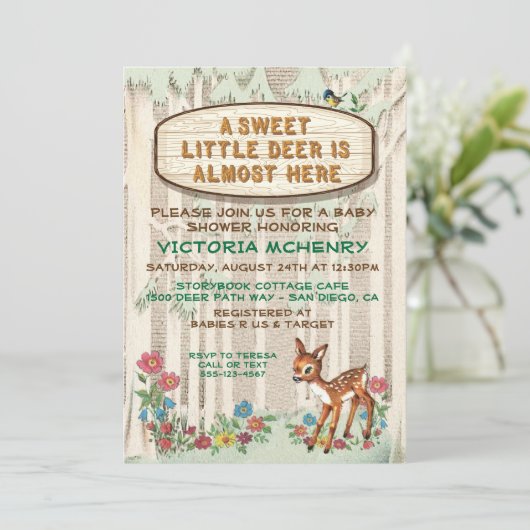 ベビー鹿の森の森の赤ちゃんシャワー 招待状 (スタンド正面)