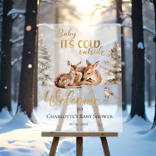 ベビー鹿の森の赤ちゃんシャワーウェルカムアクリルサイン アクリルサイン