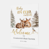 ベビー鹿の森の赤ちゃんシャワーウェルカムアクリルサイン アクリルサイン (傾斜)