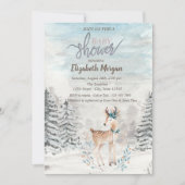 ベビー鹿の森の雪のベビーシャワー 招待状 (正面)