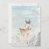 ベビー鹿の森の雪のベビーシャワー 招待状 (裏面)
