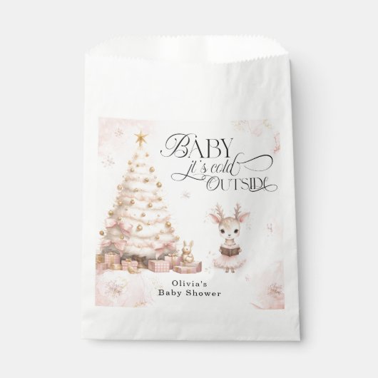 ベビー鹿の赤ちゃんシャワー外は寒い フェイバーバッグ (正面)
