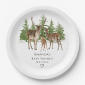 ベビー鹿の赤ちゃんシャワー外は寒い ペーパープレート (正面)