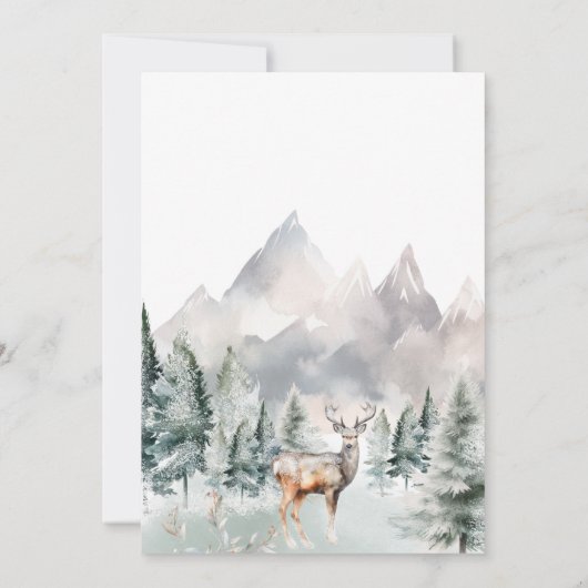 ベビー鹿の魔法の赤ちゃんシャワー外が寒い 招待状 (裏面)