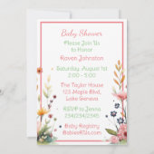 ベビー鹿インフラワーガールズベビーシャワー 招待状 (裏面)