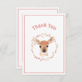 ベビー鹿シンプル素朴サンキューカード サンキューカード (正面/裏面)