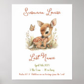 ベビー鹿パーソナライズされたベビー発表子供部屋 ポスター (正面)