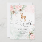ベビー鹿ベビー外のベビースシャワーが冷たい 招待状 (正面)