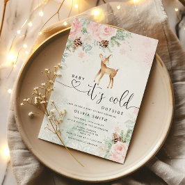 ベビー鹿ベビー外のベビースシャワーが冷たい 招待状