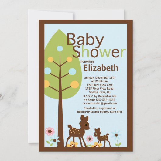 ベビー鹿ボーイベビーシャワー招待状 招待状 (正面)