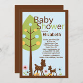 ベビー鹿ボーイベビーシャワー招待状 招待状 (正面/裏面)