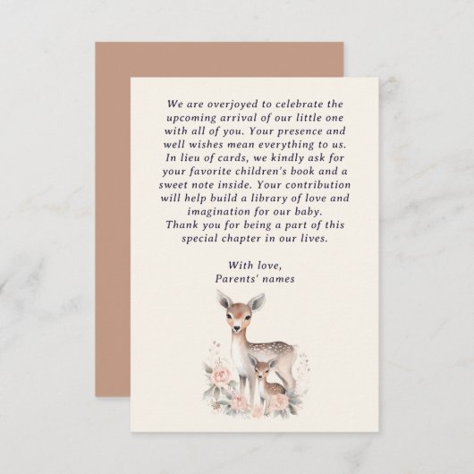 ベビー鹿マザー森林動物の本ベビー エンクロージャーカード (正面/裏面)