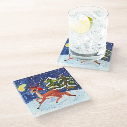 ベビー鹿 ガラスコースター (アングル)