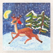 ベビー鹿 ガラスコースター (正面)