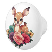 ベビー鹿(バラと緑) セラミックノブ (右)