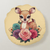 ベビー鹿(バラと緑) ラウンドクッション (裏面)