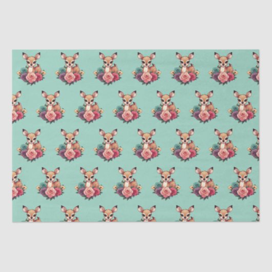 ベビー鹿(バラと緑) 薄葉紙 (正面)