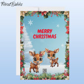 ベビー鹿、子鹿、シカ、シカ、フローラトナカイ🦌 🎄雪 シーズンカード