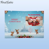 ベビー鹿、子鹿、シカ、シカ、フローラトナカイ🦌 🎄雪 シーズンカード