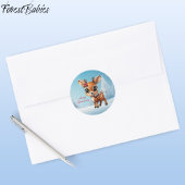 ベビー鹿、子鹿、シカ、シカ、フローラトナカイ🦌 🎄雪 ラウンドシール