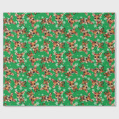 ベビー鹿、子鹿、シカ、トナカイ🦌🎄グリーンスノーフレーク ラッピングペーパー (フラット)