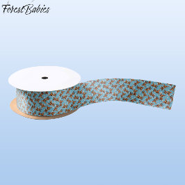 ベビー鹿、子鹿、シカ、トナカイ🦌🎄ブルー、スノーフレーク サテンリボン