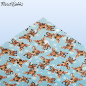 ベビー鹿、子鹿、シカ、トナカイ🦌🎄ブルー、スノーフレーク 薄葉紙