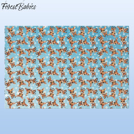 ベビー鹿、子鹿、シカ、トナカイ🦌🎄ブルー、スノーフレーク 薄葉紙