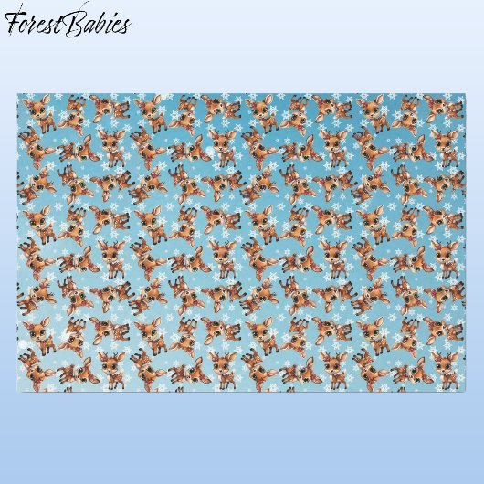 ベビー鹿、子鹿、シカ、トナカイ🦌🎄ブルー、スノーフレーク 薄葉紙