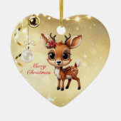 ベビー鹿,子鹿,シカ,トナカイ🦌 🎄メリークリスマス セラミックオーナメント (正面)