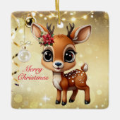 ベビー鹿，子鹿，シカ，トナカイ🦌 🎄メリークリスマス セラミックオーナメント (正面)