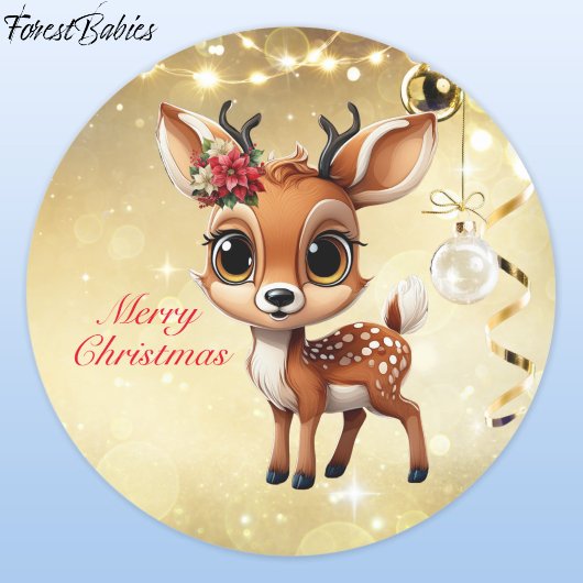 ベビー鹿,子鹿,シカ,トナカイ🦌 🎄メリークリスマス ラウンドシール