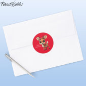 ベビー鹿，子鹿，シカ，トナカイ🦌 🎄レッドクリスマス ラウンドシール