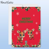 ベビー鹿、子鹿、雌鹿、フローラトナカイ🦌🎄赤 シーズンカード