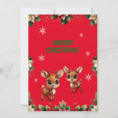 ベビー鹿、子鹿、雌鹿、フローラトナカイ🦌🎄赤 シーズンカード (裏面)