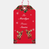 ベビー鹿、子鹿、雌鹿、フローラトナカイ🦌 🎄赤 ギフトタグ (裏面)