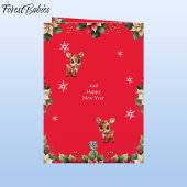 ベビー鹿、子鹿、雌鹿、フローラトナカイ🦌 🎄赤 シーズンカード