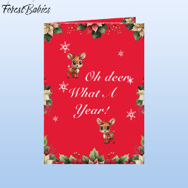 ベビー鹿、子鹿、雌鹿、フローラトナカイ🦌 🎄赤 シーズンカード