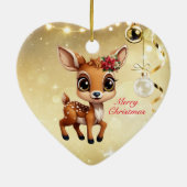 ベビー鹿、子鹿、雌鹿🦌 🎄可愛いメリークリスマス セラミックオーナメント (裏面)