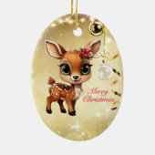 ベビー鹿、子鹿、雌鹿🦌 🎄金ゴールドメリークリスマス セラミックオーナメント (裏面)
