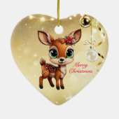 ベビー鹿、子鹿、雌鹿🦌 🎄金ゴールドメリークリスマス セラミックオーナメント (裏面)