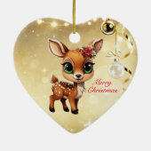 ベビー鹿、子鹿、雌鹿🦌 🎄金ゴールドメリークリスマス セラミックオーナメント (裏面)