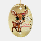ベビー鹿、子鹿、雌鹿🦌 🎄金ゴールドメリークリスマス セラミックオーナメント (裏面)