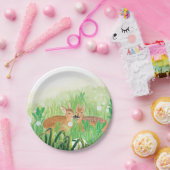 ベビー鹿 – 背の高い草の中の子鹿イラストレーション ペーパープレート (パーティー)