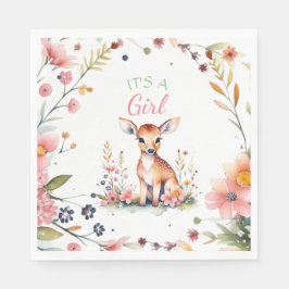 ベビー鹿（花） | It's a Girl Baby Shower スタンダードランチョンナプキン